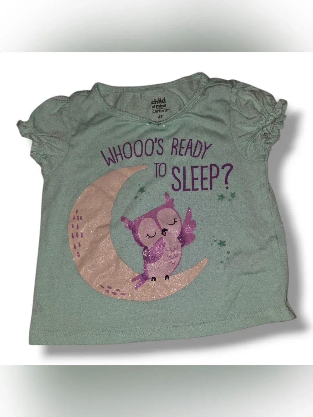 Carter's Child of Mine Mint Owl Sleep Pajama Top - 4T